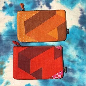 Tetris Ipsy Pouches Bundle of Two Makeup Bags w/ Zippers Orange & Red 👾🎮🧩🕹️